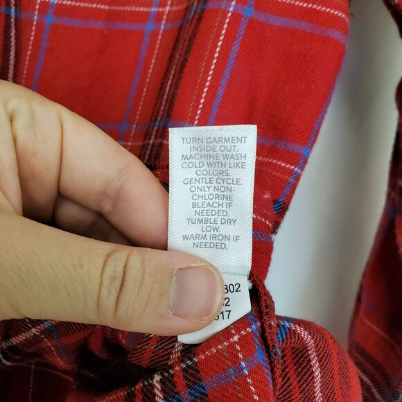 J. Jill Pajama Top Womens Extra Small Petite Sleep Plaid Flannel Button Front - Picture 4 of 8